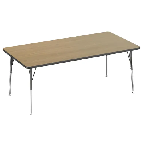 Vista 172 de FDP - Mesa rectangular para actividades escolares y de oficina (24 x 36 pulgadas), patas estándar con deslizadores giratorios, altura ajustable