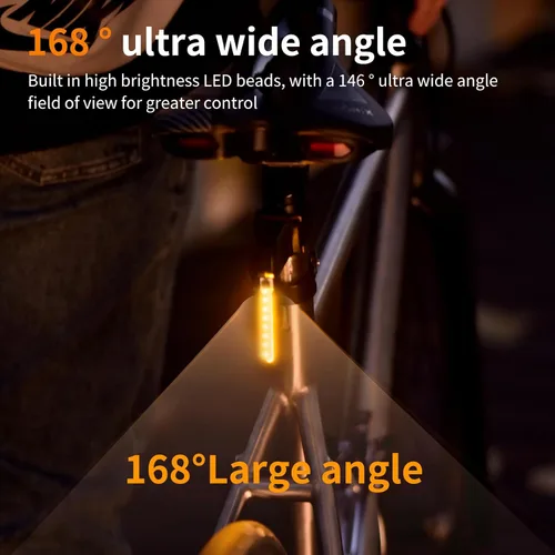 Vista 2 de Luz trasera de bicicleta LED Photondrop, luz trasera roja que fluye, luz trasera para bicicleta, 3 modos, recargable por USB, resistente al agua