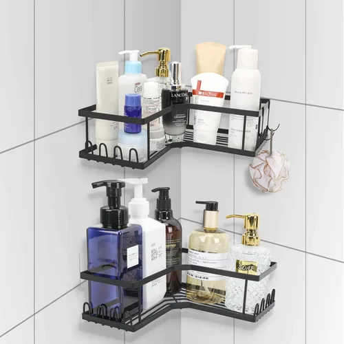 Vista 2 de Organizador de ducha esquinero, estantes de baño adhesivos colgantes, organizadores de baño y almacenamiento para ducha interior, accesorios