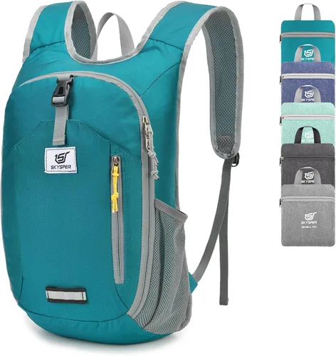 Vista 8 de SKYSPER Mochila de senderismo pequeña plegable de 10 litros, plegable, ligera, para senderismo, viaje, para mujeres y hombres