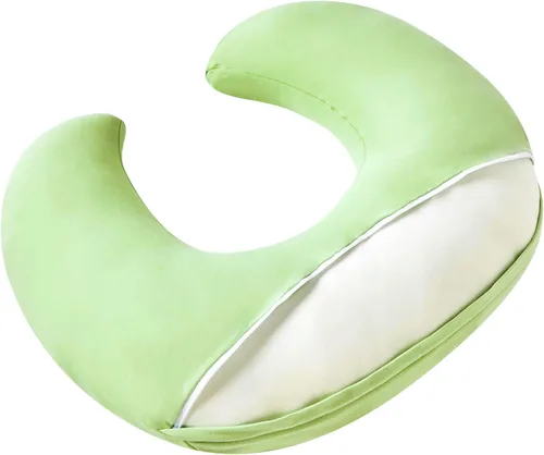 Vista 5 de Almohada de lactancia, almohada de lactancia materna de talla grande, soporte original para bebés, niños y niñas, esenciales para la lactancia Verde