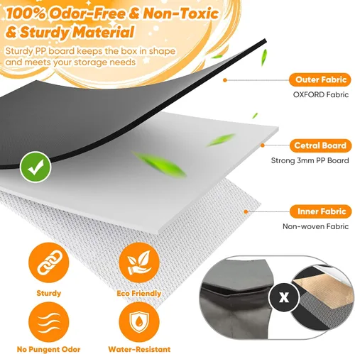 Vista 3 de Mabahoo Caja de Juguetes Extra Grande, Organizador de Almacenamiento Plegable con Tapas, Caja de Juguetes de Animales Lindos para Niños y Niñas