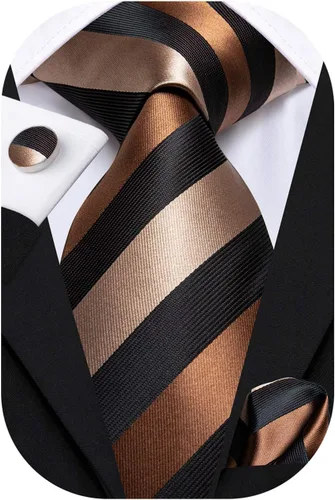 Vista 69 de Hi-Tie Corbata clásica de cachemira para hombre con pañuelo y gemelos a cuadros