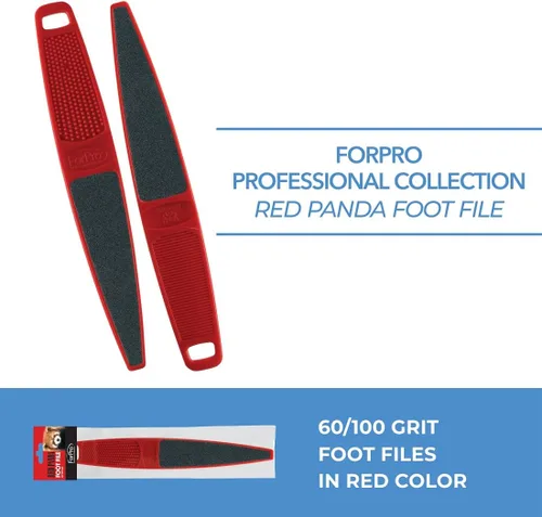 Vista 3 de ForPro Professional Collection Red Panda Lima de pie, grano 60/100, lima de pedicura de doble cara para pies y talones, 10.5 pulgadas de largo
