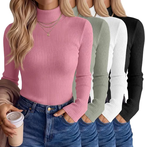Vista 9 de Neer Paquete de 4 camisas de cuello alto para mujer