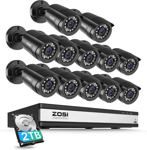 Vista 12 de ZOSI - Sistema de cámara de seguridad 3K Lite para interiores y exteriores, detección AI de personas/vehículos, visión nocturna, acceso remoto, 4