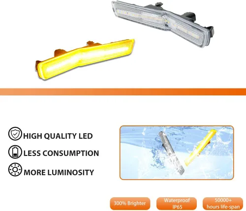 Vista 2 de ADIIL Luces de posición laterales LED de repuesto para Dodge Challenger SRT Widebody RT ámbar LED guardabarros delanteros OEM Fit Sidemarker Kit