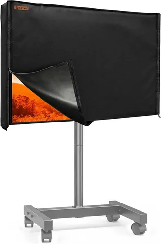 Vista 11 de IC ICLOVER Funda para soporte de TV móvil de 30 a 32 pulgadas, cubierta impermeable para TV al aire libre para soporte rodante, protector de Beige