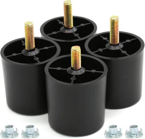 Vista 7 de Murtenze 4 patas de plástico para sofá de 2 pulgadas, patas de repuesto negras para sofá, patas redondas para muebles con pernos M8 para sofá