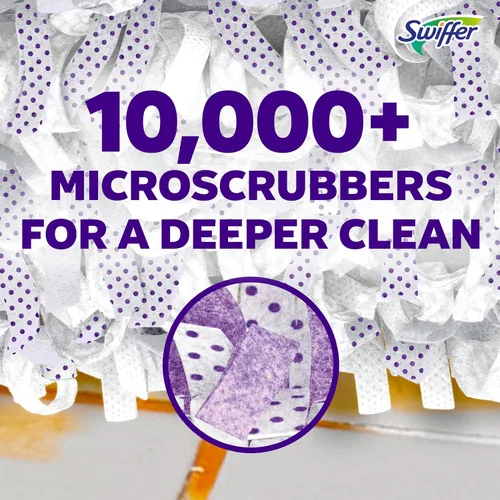 Vista 4 de Swiffer PowerMop - Recambios de almohadilla de trapeador multisuperficie para limpieza de pisos, 11 unidades, color blanco/morado