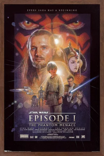 Vista 10 de Trends International Star Wars: The Phantom Menace - Póster de pared de una hoja, 14.725 x 22.375 pulgadas, versión enmarcada de madera de granero