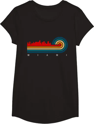 Vista 4 de Camiseta Retro City of Miami Florida, Negro