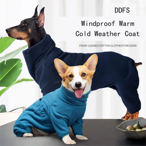 Vista 3 de Perro Pajamast - Mameluco cálido a prueba de viento Fitwarm de forro polar suave, talla XS, color verde turquesa