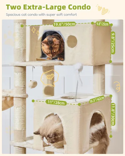 Vista 7 de Taoqimiao Torre de árbol para gatos, árbol resistente de 76 pulgadas para gatos de interior, torre grande para gatos adultos con postes rascadores