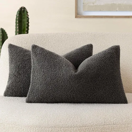 Vista 38 de Foindtower Paquete de 2 fundas de cojín decorativas de pelo sintético rizado, suave y mullida, con cremallera, acogedora funda de almohada