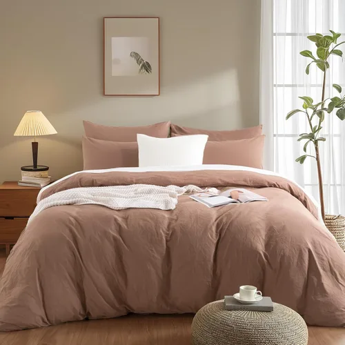 Vista 67 de NEXHOME PRO Funda de edredón Twin XL 100% algodón lavado, transpirable, duradera, texturizada, similar al lino, juego de ropa de cama para el hogar