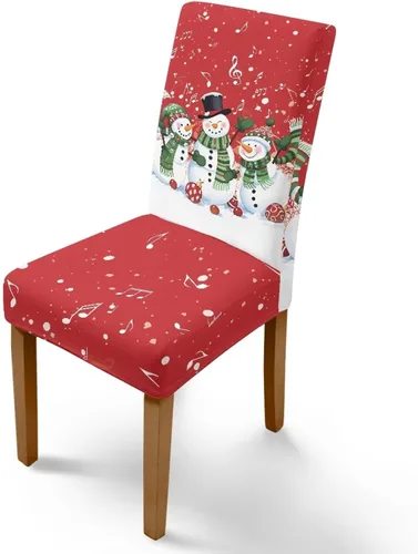 Vista 54 de Rnyleeg Fundas navideñas para sillas de comedor, fundas de asiento de comedor con estampado de campanas brillantes, juego de 1 funda suave y lavable