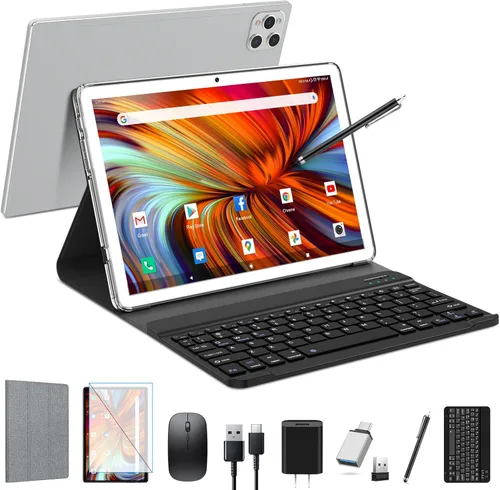 Vista 8 de EITOMIN Tablet Android 2026 Última tableta de 10 pulgadas con teclado, 128 GB ROM 16 GB RAM TF1TB Expand, Octa-Core, 5GWiFi, 1080FHD, Negro