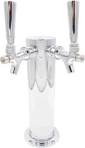 Vista 12 de K&B - Torre Kegerator de cerveza de doble grifo de 3 pulgadas, personalizable (1 grifo nitro robusto y 1 grifo cromado, mango cromado resistente)