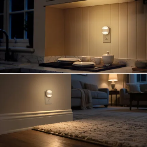 Vista 7 de DORESshop Luces nocturnas enchufables a la pared, paquete de 4 luces nocturnas plegables