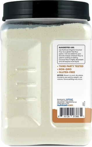 Vista 4 de Nutricost Harina de coco orgánica de despensa (2 libras), sin gluten, sin OMG