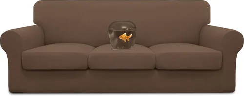 Vista 34 de Easy-Going Funda de sofá 100% impermeable doble de 3 piezas, elástica, suave, para perros, para sofá de 2 cojines separados, protector de muebles a