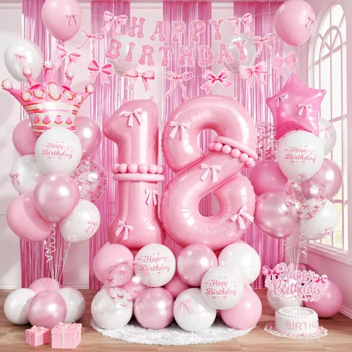 Vista 25 de Decoraciones de cumpleaños número 13 en crema para niñas, globos beige con número 13 en forma de corazón y estrella marrón, globos neutros