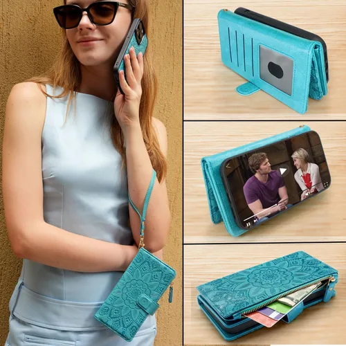 Vista 5 de Harryshell Funda tipo cartera compatible con iPhone 15 Pro Max de 6.7 pulgadas 5G 2023, funda extraíble desmontable para teléfono, bolsillo