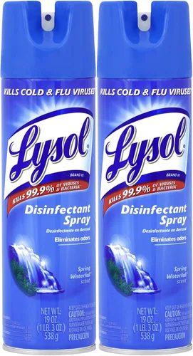Vista 8 de Lysol Spray sanitizante y antibacteriano para desinfectar y desodorizar, cascada de primavera, 12.5 Fl Oz