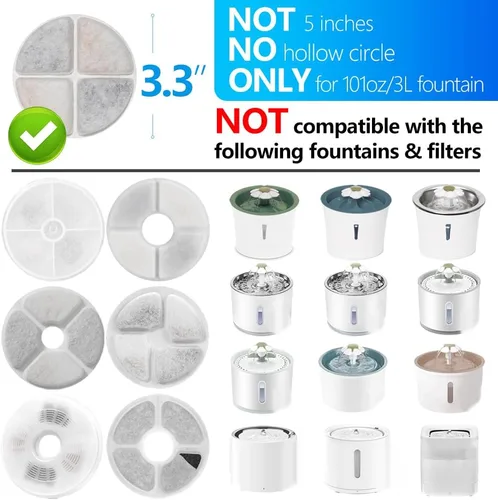 Vista 2 de Paquete de 12 filtros de fuente de agua para gatos compatibles con filtros de fuente de mascotas, filtros para fuentes de agua