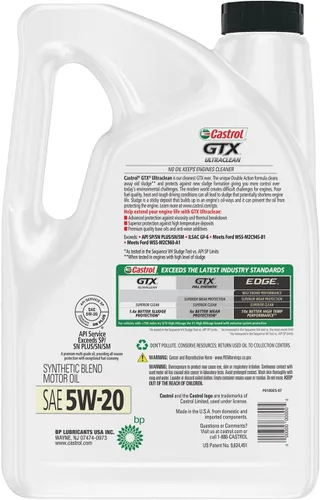 Vista 2 de Castrol GTX Ultraclean 5W-20 - Aceite de motor de mezcla sintética, 5 cuartos de galón (paquete de 2)