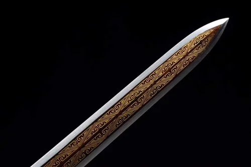 Vista 7 de LOONGSWORD - Espada china, espadas de dragón Han jian real (caldo de Damasco forjado, accesorios de latón) afilada