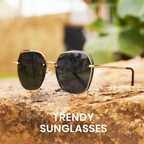 Vista 4 de Cyxus Gafas de sol rectangulares sin montura para mujer, sin marco, cuadradas, ultraligeras, protección UV400