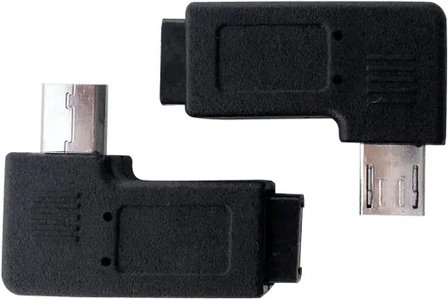 Vista 2 de Posdou 1 par derecha izquierda 90 grados ángulo micro USB macho a micro USB hembra adaptador