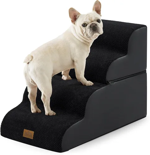 Vista 10 de COZY KISS Escaleras anchas para perros pequeños de 15.7 pulgadas de alto, escalón para mascotas para cachorros, gatos mayores, rampa curva