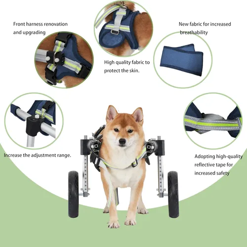 Vista 2 de Wheels - Silla de ruedas para perro, silla de ruedas para patas traseras, carrito ajustable para perro, sillas de ruedas para mascotas/perros