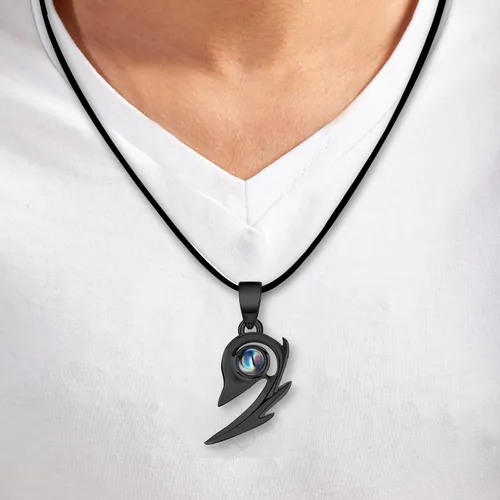 Vista 7 de Hurykte Collares magnéticos en forma de corazón, collar con colgante de proyección de 100 idiomas para parejas, regalo de San Valentín