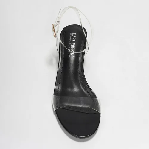Vista 3 de Cape Robbin Nerina - Tacones transparentes para mujer, tacón grueso y transparente, con correa transparente, con tiras abiertas
