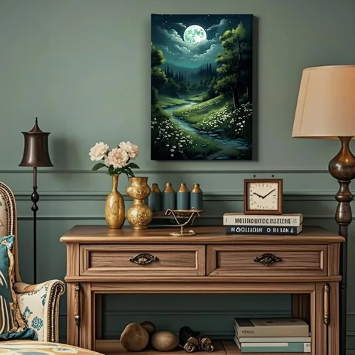 Vista 7 de Arte de pared de paisaje gótico, pinturas oscuras de la academia, póster de paisaje de bosque, póster de nube, impresión gótica vintage, academia