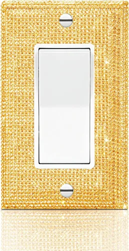 Vista 11 de Placa decorativa de interruptor de luz con diamantes de imitación brillantes en rosa y plata, cubierta de placa de pared con diamantes de imitación