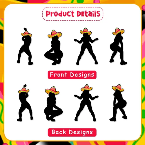 Vista 5 de Cheereveal 24 piezas de adornos para cupcakes de fiesta Twerk para niñas y mujeres, palillos de sombrero, fiesta mexicana, temática divertida