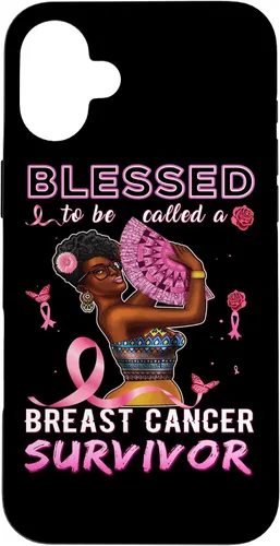 Vista 23 de iPhone 13 Pro Max Camisas afroamericanas contra el cáncer de mama para mujeres Blessed Survivor Case