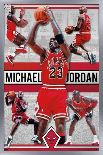 Vista 11 de Trends International Michael Jordan - Póster de collage de pared, 14.725 x 22.375 pulgadas, versión enmarcada de madera de granero