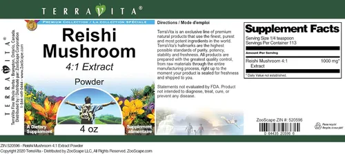 Vista 3 de Reishi hongo 4:1 Extracto en polvo (4 oz, ZIN: 520596)