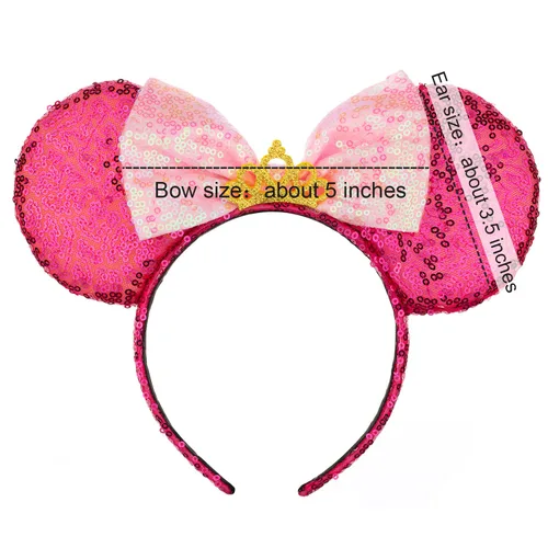 Vista 5 de Foeran Diademas de orejas de ratón, lazos brillantes, orejas de ratón con purpurina, decoración de princesa, disfraz de cosplay para niñas y mujeres