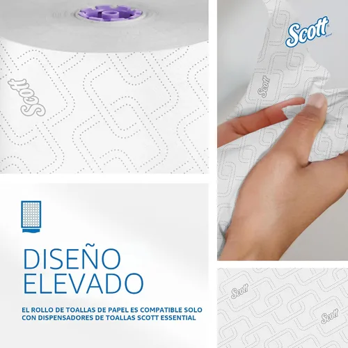 Vista 5 de Scott Professional - Rollos de papel toalla de alta capacidad, a granel (02001), de papel duro enrollado, diseño elevado, bolsillos de absorción