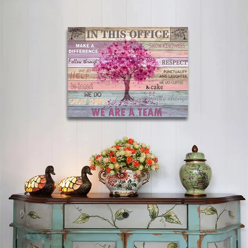 Vista 2 de Arte de pared inspirador rosa para oficina, mujeres, frases motivacionales, póster rústico de árbol de corazón, cuadros enmarcados, decoración