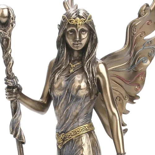 Vista 8 de Veronese Design Escultura Aine The Celtic Faery Queen of Summor Love de resina fundida en frío con acabado de bronce antiguo de 9 pulgadas