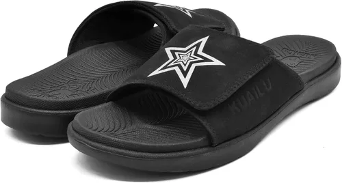 Vista 7 de KuaiLu Sandalias deportivas para hombre con cojín suave y soporte de arco para fascitis plantar, puntera abierta, ajustables, para interiores