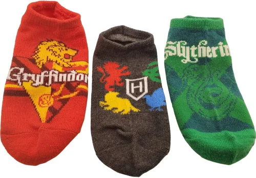 Vista 6 de Harry Potter Paquete de 5 calcetines invisibles para niños o niñas, 3 opciones de patrón, personajes y casas de Hogwarts, talla 6-8.5
